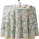 ATOSII Jade 100% Cotton Boho Round Tablecloth, Block Print Floral Table Cloth Linen for Dining, Parties, Weddings, Outdoors I Table Decor 72" Inches Diameter I