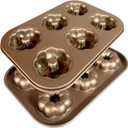 Mini Bundt Cake Pans for Baking, Cake Pan Nonstick, Mini Bundt Cake Molds For Small Individual Cakes, 6 Cavity Cupcake Gold 2 Pack