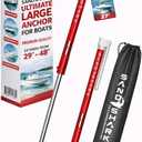 SandShark Anchor Ultimate Large - Premium Screw in Boat Anchor, Pontoon Boat Anchor, Stainless Steel Shallow Water Anchor Pole, Sand Anchor 29"-48" w/ Case - Essential Pontoon Boat Accessories, Large Red