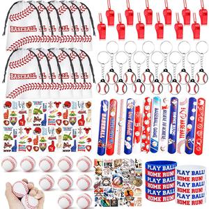 134 PCS Baseball Party Favors, 12 Set Goodie Bag, Mini Stress Balls, Baseball Stickers, Rubber Bracelets, Keychain, Tattoo Stickers, Slap Bracelets, Whistle for Baseball Themed Party Supplies