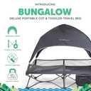 Baby Delight Go with Me Bungalow Deluxe Portable Cot | Toddler Travel Bed | Indoor and Outdoor | Sun Canopy | Grey