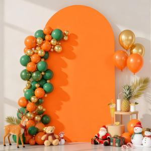 7.2FT Orange Arch Backdrop Cover - Polyester Fitted Wedding Arch Stand Covers Round Top Chiara Arch Backdrop Cover for Birthday Party Banquet Photo Background Decoration