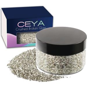 Ceya 5.3oz/ 150g Crushed Irregular Glass Silver Metallic Crystal Chips Broken Glass Glitter 2-4mm Craft Glitter for Nail Arts Epoxy Resin Mold Coasters Ornament Painting Geode Phone Case Jewelry, Silver