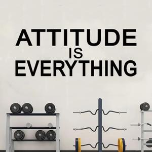 2 x AnFigure Inspirational Wall Decals Gym Office Motivational Quotes Wall Stickers Sports Workout Fitness Workplace Business Art Vinyl Home Decor Attitude is Everything 23"X9"