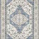Washable 2x6 Area Rugs Non Slip 2x6 Rug Floor Carpet Distressed Printed Area Rug Soft Area Rug for Living Room Bedroom Dinning Room Kitchen Indoor (Light Blue, 2x6)
