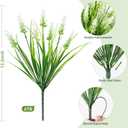 16 Bundles Artificial Plants Outdoor, UV Resistant Fake Lavender & Monkey Grass, Realistic Plastic Faux Plants for Balcony, Patio, Porch Greenery Decor, Planter Filler(White)