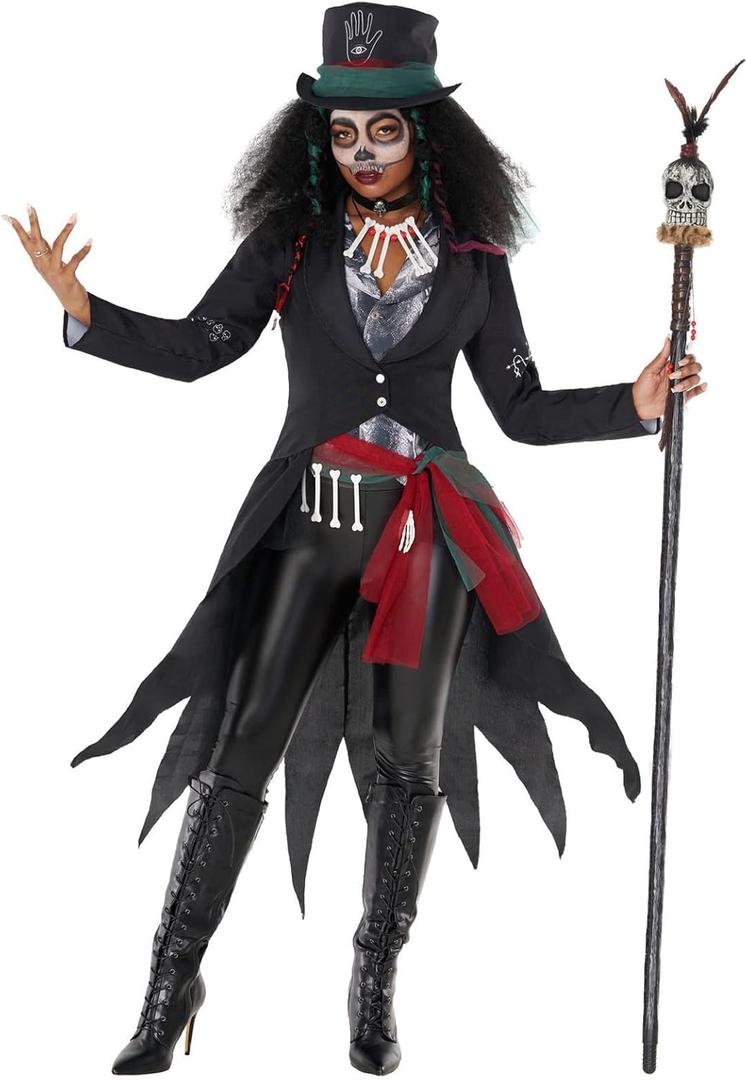 Morph Voodoo Costume For Women, Voodoo Priestess And Doctor Halloween Costume Womens, Scary Halloween Costumes For Women (Large)