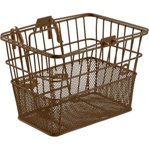 Retrospec Apollo Detachable Front Bike Basket Steel Half-Mesh with Integrated Detachable Hooks and Built-In Handle, Easy Assembly and Portability for Bicycles (Brown)