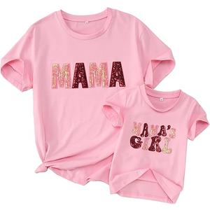 MODNTOGA Mommy and Me Matching Tee Tops Mama's Girl Summer T-Shirt Mother and Daughter Gift Crewneck Family Shirts (Mama Pink, M)