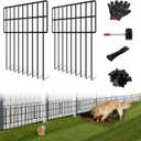 10 Panels Garden Animal Barrier Fence, 10.8ft(L) x 12in(H) No Dig Decorative Fence, 1.2in Spike Spacing Rustproof Metal Garden Fence Border for Dogs Rabbits, Bottom Blocker for Outdoor Yard Patio