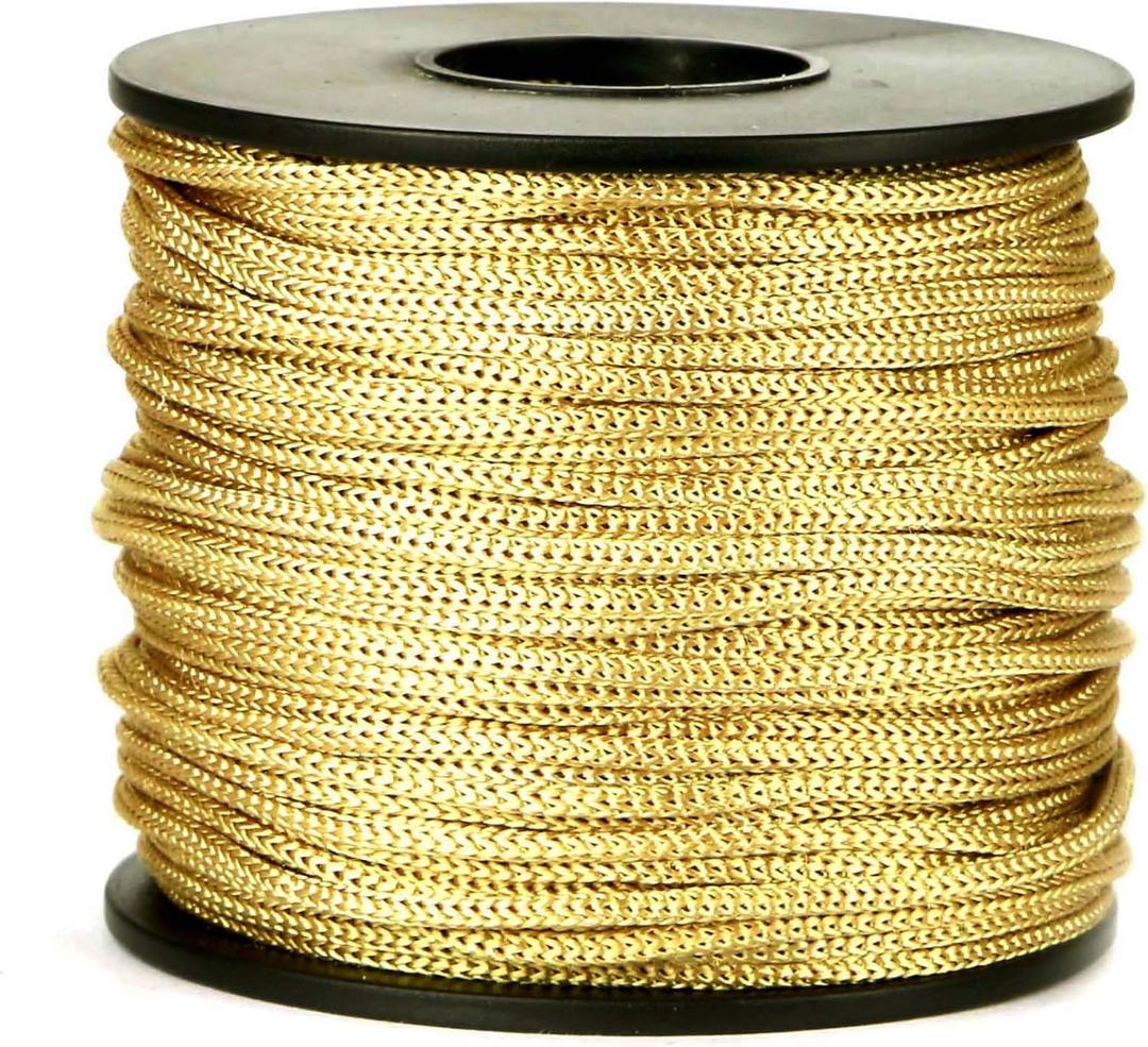 BEL AVENIR Nylon Satin Cord, 2mm 50 Yards Braided Lift Shade Cord for Necklace Bracelet String Cord, Blind Shade, Trim and Shoelaces (Gold)