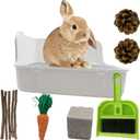 11Pcs Rabbit Litter Box Toilet,Bunny Corner Litter Bedding Plastic Square Grate Guinea Pig Bunny Ferret Hamster Hedgehog, Potty Trainer Bedding Box for Guinea Pig Ferret Hamster Hedgehog (White)