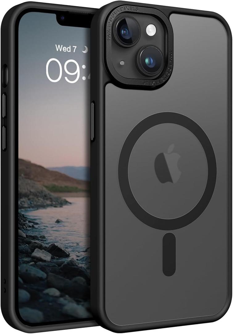 Magnetic for iPhone 13 Case [Compatible with Magsafe] Translucent Matte Phone Case iPhone 13 Slim Thin Shockproof Women Men Protective Cases Cover, Black