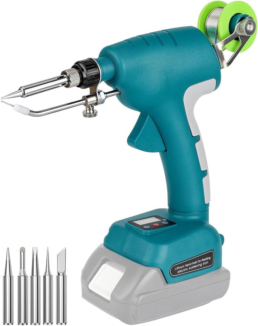 Cordless Soldering Iron Kit for Makita 18v LXT Battery,75W LED Digital Solder Iron Soldering Gun with 5pcs Tips,50g 0.04 Solder Wire for any Hobby Enthusiast (Battery not included)