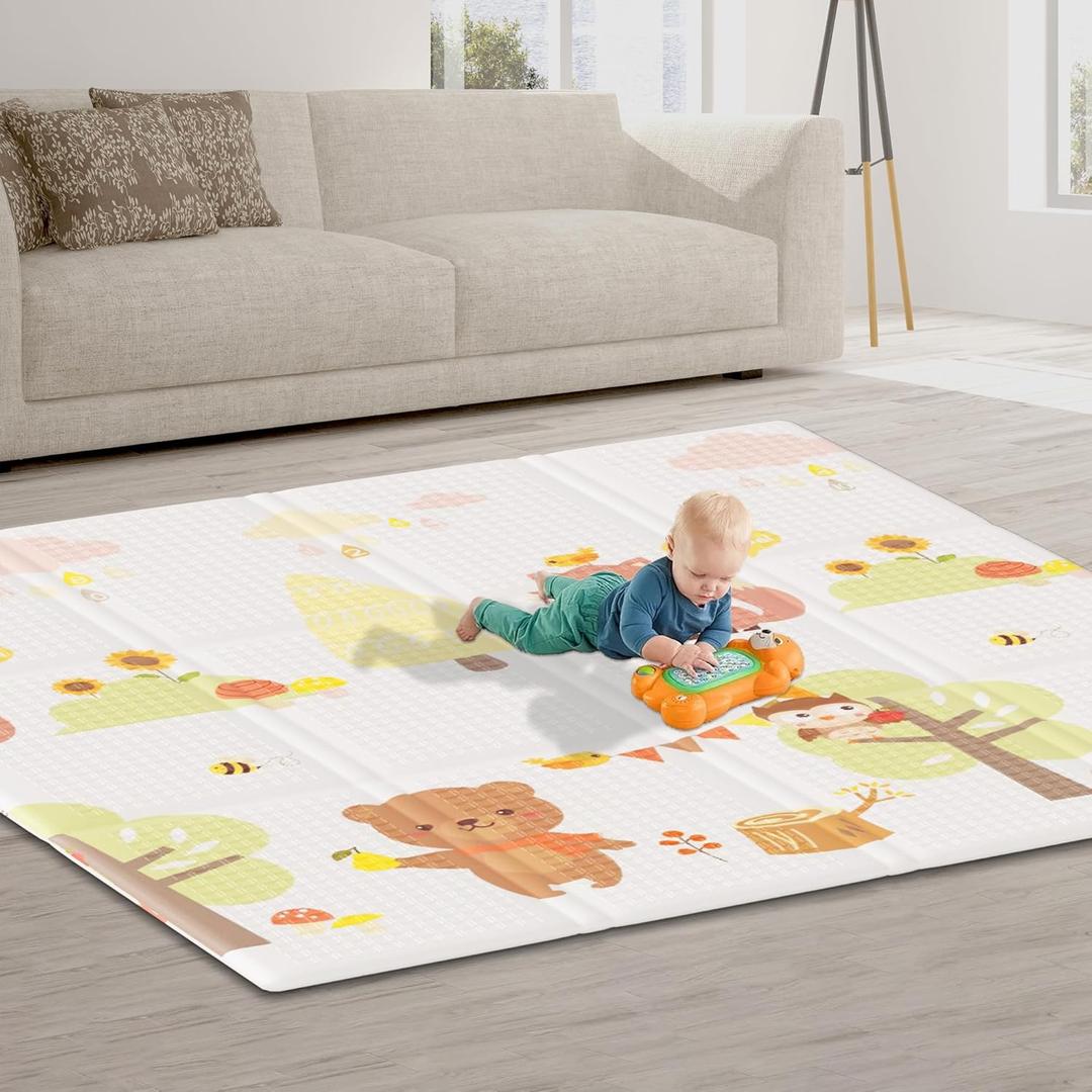 besuhot Baby Play Mat 74 x 50 Inch Foldable Baby Floor Mat, Reversible Baby Foam Mat for Babies and Toddlers Infants, Portable Waterproof Activity PlayMats for Indoor Outdoor