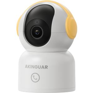 2K 3MP Indoor Security Camera, 5GHz/2.4GHz WiFi Camera,Security Camera for Home, 360Pan Security Cameras with Motion Detection & One-Touch Call, Night Vision, Compatible with Alexa, Yellow