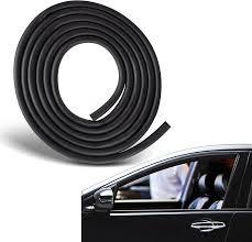 TRUE LINE Automotive 12 Feet D Shaped Rubber Door Seal - Universal Fit, Black, Rubber Weatherstrip Door Seal Stops Noise & Debris