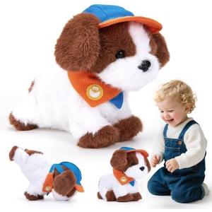 hahaland Robot Dog Realistic Interactive Plush Kids Toy Voice Controlled Talking Acts Like a Real Puppy with 12 Commands, Singing & Dancing, Emotional Support Pet Toy Gift for Boys & Girls Ages 3+, (Without a Hat)
