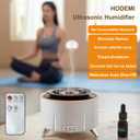HODEMI Small Cool Mist Humidifier & Home Essential Oil Diffuser  Top Fill Ultrasonic Aromatherapy with Remote, Flame & Jellyfish Mist Modes, Timer & Auto Shut-Off, for Bedroom, Office, Plants (White)