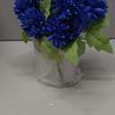Pre-Made Flower Table Centerpieces, Set of 6 Artificial Silk Chrysanthemum with Farmhouse Metal Vases for Wedding, Birthday Parties, Home, Dining Table Decorations - Royal Blue