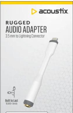Acoustixš Rugged Audio Adapter 8 Pin to 3.5 MM