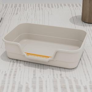 Extea Large Cat Litter Box with High Sides,Cat Boxes for Indoor Cats,Cat Litter Pan for Kitty,Litter Box with Low Entry,Easy to Clean,Anti-Splashing,23.6" x15.7" x6.2" (White)