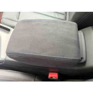 JUPENG Suede Fabric for Audi A4 A5 2009-2025 Accessories Central Armrest Box Cover Luxury Style Center Console armrest Protector (Suede with Blue Stitching, A4 A5 2017-2025)