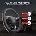 Nappa Leather Steering Wheel Cover for Tesla Model 3(2017-2023) / Model Y(2020-2024), Non-Slip Textured Breathable, Tesla Model 3/Y Accessories Cover Protector