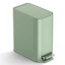 TIPGO Small Bathroom Trash Can with Lid Soft Close, Step Pedal, 1.3 Gallon / 5 Liter Stainless Steel Slim Garbage Can for Office, Diaper Waste Basket with Removable Inner Bucket (Green)