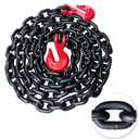 G80 Binder/Safety Chain 3/8 Inch x 10 Foot Transport Binder Chain with Clevis Grab Hooks 7,100 lbs Safe Working Load Logging Chain for Transporting Towing Tie Down Binding Equipment