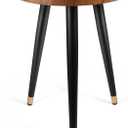 Plant Stand Indoor,Mid Century Walnut Wood Plant Table, Heavy Duty Metal Tall Flower Pot Stand,Modern Round Small Side End Table with Raised Design(12"x17")