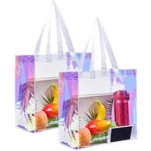 Edraco Clear Tote Bag, 2-Pack Stadium Approved Hologram Clear Bag, Great for Sports Games, Work, Security Travel, Stadium Venues or Concert, 12"X 12"X 6"