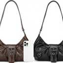 JATEBI Y2k Purses for Women 2 Pack, Punk Top Handle Women's Hobo Shoulder Bag Clutch Purse Goth Handbag Trendy Underarm Bag for Women