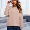 Women's Casual Crew Neck Sweatshirts Casual Loose Pullover Tops Long Sleeve Fall Shirts Fashion Clothes OneSize