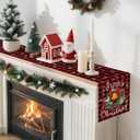 Artscope Wreath Merry Christmas Table Runner, Xmas Winter Holiday Kitchen Dining Table Decoration for Christmas Home Decor 13x120 Inch-Buffalo Plaid Red