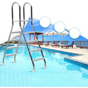 52" High Above Ground Swimming Pool Ladder,304 Stainless Steel,4 Steps Ladder,Max Load Capacity 500 lb