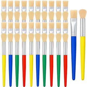 48 Pcs Paint Brushes for Kids Bulk Paintbrushes Set Large Chubby Round and Flat Brushes for Acrylic Painting Oil Watercolor Washable Paint