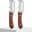 5 x Multi-Functional Vegetable Peeler 2-Pack, Ultra-Sharp Stainless Steel Potato Peeler with Built-in Bottle Opener, Ergonomic Non-Slip Wooden Handle for Kitchen, BBQ & Camping