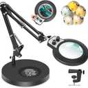 10X Magnifying Glass with Light and Stand, Upgraded Any Color Modes & Stepless Dimming Magnifying Lamp, 2-in-1 Hands Free LED Lighted Magnifier Desk Lamp for Craft Repair Soldering Close Work