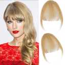 Clip in Bangs,100% Human Hair,French Bangs for Women, Wispy Bangs with Temples for Daily Wear, Hairpieces Ash Blonde