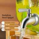 Drink Dispenser with Wood Stand and Lid,2 Gallon Glass Beverage Dispenser with Stainless Steel Spigot for Parties,Picnics,Barbecues,Lemonade,Sun tea Jar,ice coffee,Laundry Detergent Dispenser