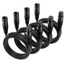 XLR Cable 15 Ft 4 Packs,Microphone Cables,Premium Balanced Microphone Mic Speaker Cable with 3-Pin XLR Male to Female DMX Cable,Black