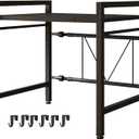 LUCKY KVW Microwave Oven Rack, Microwave stand,Adjustable Shelf with 6 Hooks Microwave Shelf, Microwave Rack, Extendable Kitchen Microwave Stand, Microwave Stand with Storage (shelf 001)