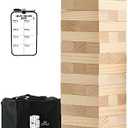 JST GAMEZ Outdoor Games Giant Tower Game Stacking Backyard Game Start from 2Ft to Over 4.2Ft Includes Customized Scoreboard and Carrying Case, Natur