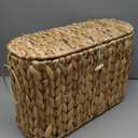 Toilet Paper Basket with Lid,Wicker Basket for Bathroom Organizers and Storage,Holds Up to 6 Mega Rolls, Decorative Hand-Woven Rattan Bathroom Decor Accessories,Natural Water Hyacinth