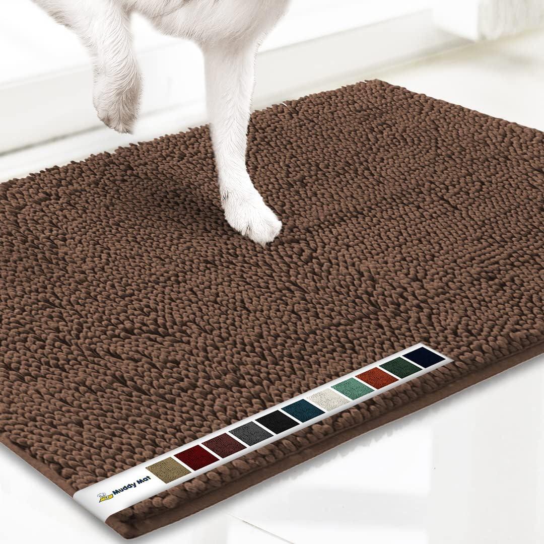 Muddy Mat Shown on TV  Super Absorbent Microfiber Dog Door Mat for Muddy Paws, Non-Slip Washable Pet Rug, Quick Dry Chenille Entryway Carpet, Machine Washable Indoor Outdoor mat, Brown 35"x24"