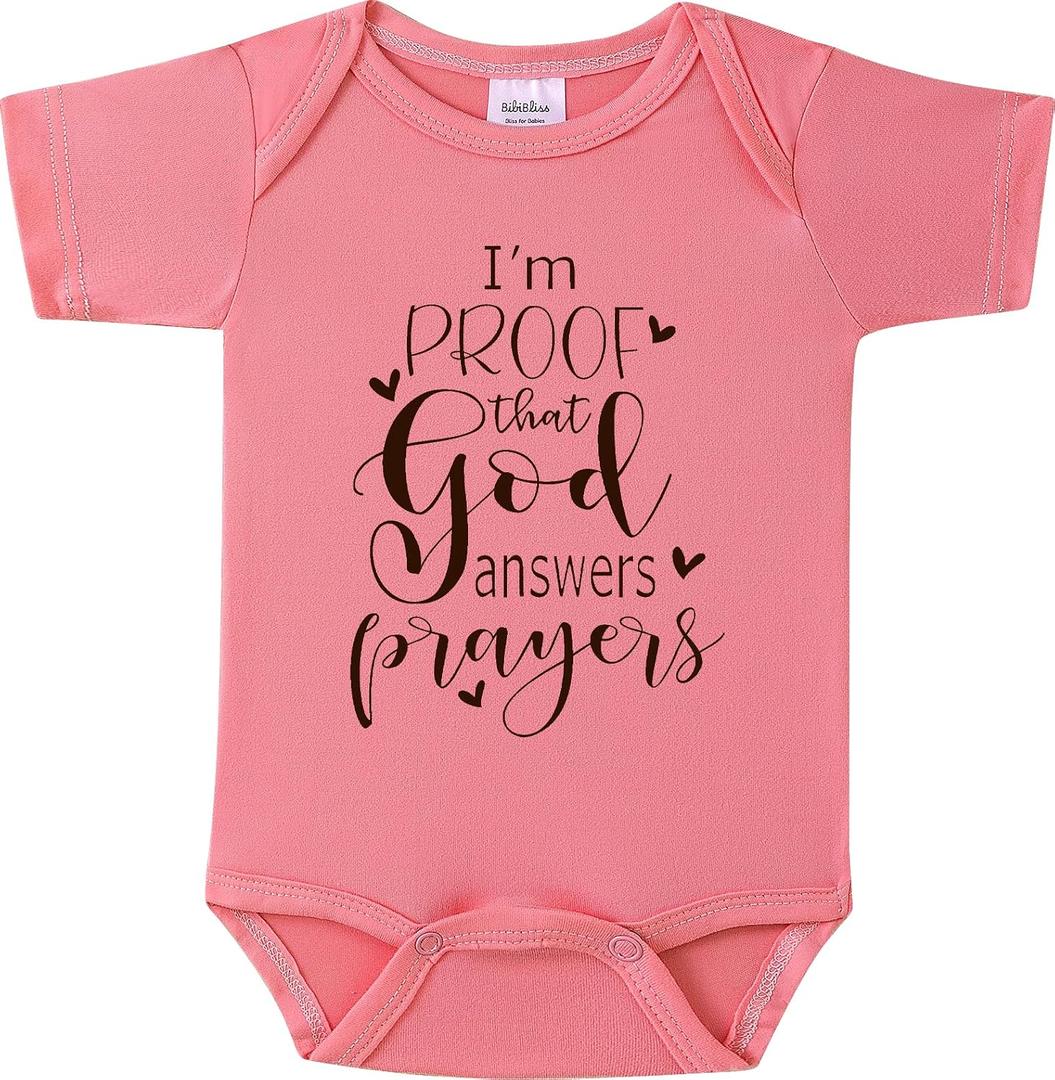 I'm Proof That God Answers Prayers Baby Onesie,Soft 0-3 Months Infant Bodysuit for Pregnancy Reveal or Baptism