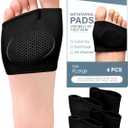 2 Pairs Metatarsal Pads - Gel Ball of Foot Cushions for Women & Men, Washable & Breathable Foot Pads Insoles Ball Pain Relieve for Mortons Neuroma, Metatarsalgia & Bunions, Fit High Heels,Black XLarge