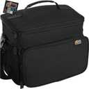 GORILLA GRIP Insulated Lunch Box Bag for Women Men,15L, Leakproof XL Reusable Soft Cooler Bags, Multiple Compartments, Mesh Pockets and Adjustable Strap, Food Tote Keeps Drinks Cold, 13x9, Black