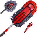 Soft Microfiber Car Duster Exterior Scratch Free Multipurpose Duster with Extendable Handle Duster for Car, Truck, SUV, RV and Motorcycle (Large, Red)